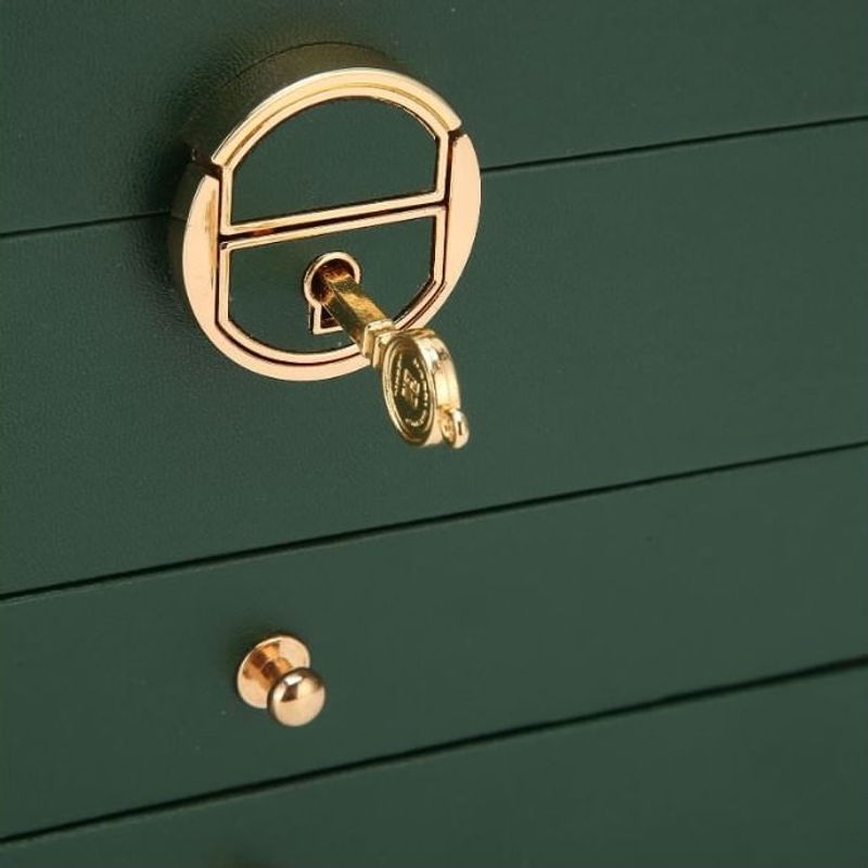 Fashion, accesorii si bijuterii - Femei - Bijuterii femei - Cutii bijuterii - Cutie Pentru Bijuterii, AB Luxury Concept, cu 3 nivele si 2 sertare, compartimentata, 27x17x14cm, piele ecologica, verde - Infinity.ro