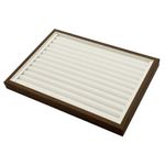 Fashion, accesorii si bijuterii - Femei - Bijuterii femei - Cutii bijuterii - Tava expunere si organizator bijuterii, lemn de nuc, 12 randuri, interior moale, 36×26x3cm suport bijuterii, lemn, crem - Infinity.ro