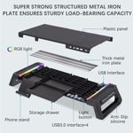PC, gaming si accesorii - Desktop PC & monitoare - Accesorii monitoare - Suport Monitor si laptop, cu lumini RGB reglabile si 4 Port USB, Tava Depozitare, Ergonomic, Reglabil in 3 Moduri, Negru - Infinity.ro