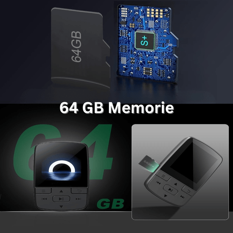 TV, Audio-Video si Foto - Portabile audio - Media Playere - Mini Player MP3, Ecran 1.4 Inch, Bluetooth 5.2, 64GB, Card 128GB, HiFi, FM, USB-C, Clema, Casti Incluse - Infinity.ro
