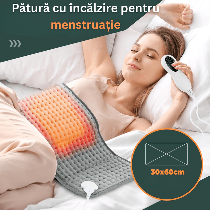 Ingrijire personala si Cosmetice - Sanatate si wellness - Articole wellness - Incalzitoare corporale - Patura Electrica, 10 Nivele, Timer, Oprire Automata, 60x30cm, Pentru Dureri, Moale, Gri - Infinity.ro