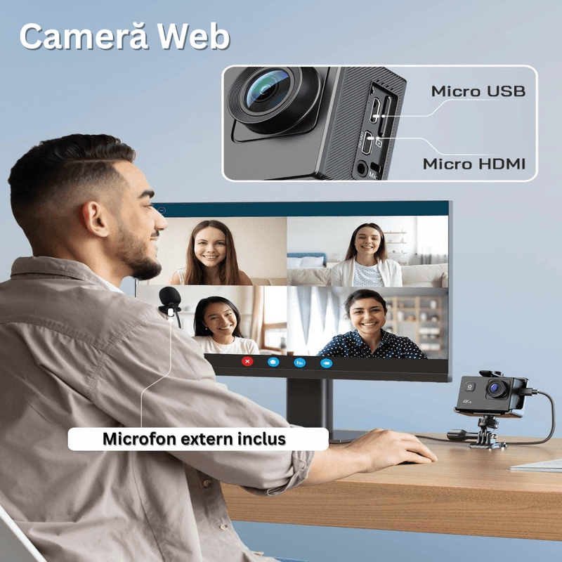 TV, Audio-Video si Foto - Camere video - Camere video compacte - Camera Video Sport WiFi Cu Telecomanda, 4K/30FPS, 20MP, LCD 2.0", Waterproof 40M, Card 32GB, 2 Baterii, Accesorii - Infinity.ro