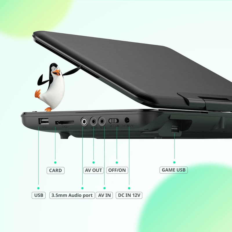 TV, Audio-Video si Foto - Home cinema si Soundbar - DVD & Blu-Ray Playere - DVD Player Portabil 10.5" HD 1024x600, Telecomanda, Rotativ 270°, Memorie, USB, Card SD, AV, Jack 3.5mm, Auto Charger - Infinity.ro
