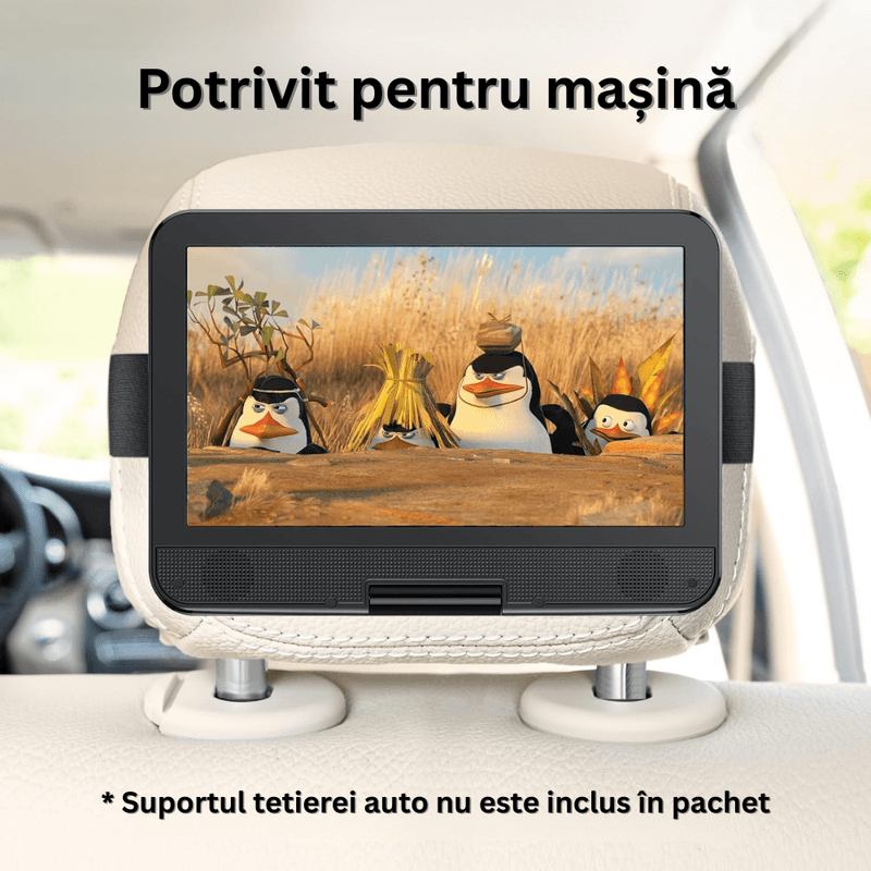 TV, Audio-Video si Foto - Home cinema si Soundbar - DVD & Blu-Ray Playere - DVD Player Portabil 10.5" HD 1024x600, Telecomanda, Rotativ 270°, Memorie, USB, Card SD, AV, Jack 3.5mm, Auto Charger - Infinity.ro