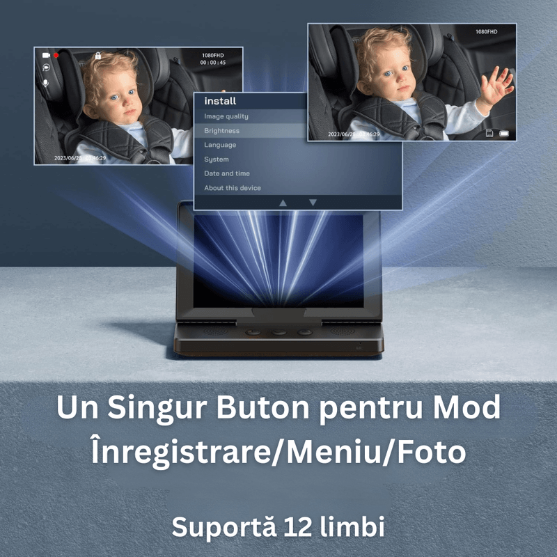 Casa si Gradina - Mobilier - Mobilier copii - Monitoare video copii - Monitor Video Auto Bebelusi, Ecran 5", Camera 1080P, Unghi 150°, Vedere Nocturna IR, Protectie Ochi, Fotografiere - Infinity.ro