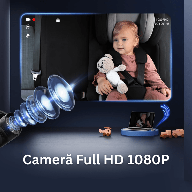 Casa si Gradina - Mobilier - Mobilier copii - Monitoare video copii - Monitor Video Auto Bebelusi, Ecran 5", Camera 1080P, Unghi 150°, Vedere Nocturna IR, Protectie Ochi, Fotografiere - Infinity.ro