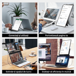 PC, gaming si accesorii - Desktop PC & monitoare - Monitoare - Monitor Extensibil Dublu Laptop, Ecran 16" IPS Full HD, USB-C, 360° Rotire, Portabil, Windows/MacOS, Suport Inclus - Infinity.ro