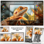 PC, gaming si accesorii - Desktop PC & monitoare - Monitoare - Monitor Extensibil Dublu Laptop, Ecran 16" IPS Full HD, USB-C, 360° Rotire, Portabil, Windows/MacOS, Suport Inclus - Infinity.ro