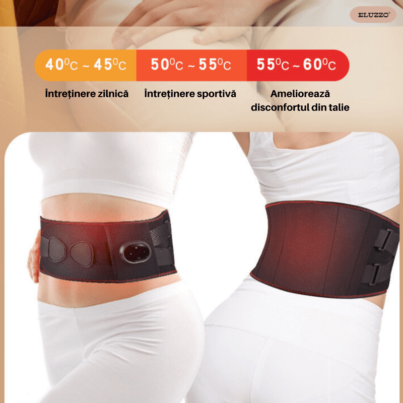 Ingrijire personala si Cosmetice - Sanatate si wellness - Articole wellness - Incalzitoare corporale - Centura Lombara Termica pentru Sustinere ELUZZO®, Wireless, 5 Niveluri de Incalzire, 3 Trepte de Masaj - Infinity.ro