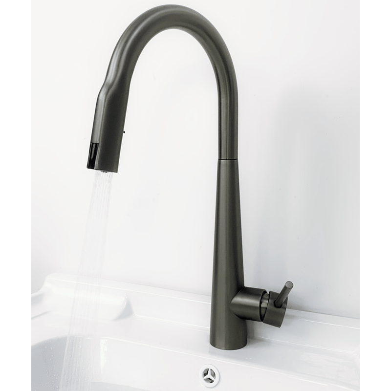 Casa si Gradina - Sanitare - Lavoar baie si accesorii - Baterii sanitare - Baterie sanitara, senzor pornire la atingere, dus extractibil, pipa 360°, 2 functii apa, afisaj digital, otel, negru - Infinity.ro