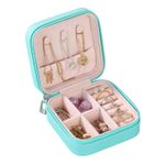 Fashion, accesorii si bijuterii - Femei - Bijuterii femei - Cutii bijuterii - Cutie Pentru Bijuterii, AB Luxury Concept, Ideal Pentru vacante, Cu Fermoar, 10x10x5 cm, textil si piele eco, Albastru - Infinity.ro