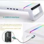 PC, gaming si accesorii - Desktop PC & monitoare - Accesorii monitoare - Suport Monitor si laptop, cu lumini RGB reglabile si 4 Port USB, Tava Depozitare, Ergonomic, Reglabil in 3 Moduri, Alb - Infinity.ro
