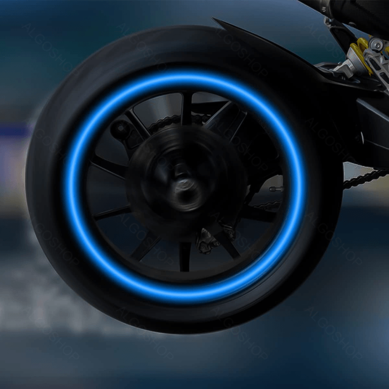 Sport si Outdoor - Ciclism - Accesorii pentru biciclete - Lumini biciclete - Set 16 Stickere jante reflectorizante, autocolante pentru roti Masini, Motociclete, Biciclete, 17-18 inch, Albastru - Infinity.ro