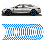 Sport si Outdoor - Ciclism - Accesorii pentru biciclete - Lumini biciclete - Set 16 Stickere jante reflectorizante, autocolante pentru roti Masini, Motociclete, Biciclete, 17-18 inch, Albastru - Infinity.ro