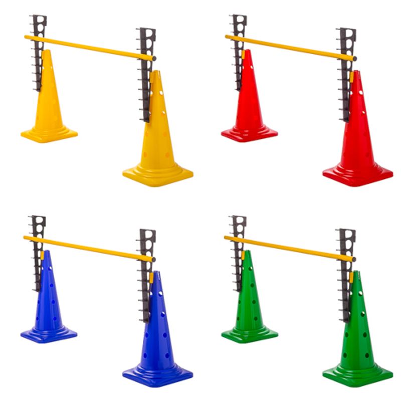 Sport si Outdoor - Accesorii si echipamente sportive - Accesorii antrenament si tabele tactice - Gardulet antrenament Team Sport 2 conuri albastre+ baston, inaltime 84 cm - Infinity.ro