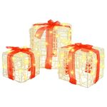 Casa si Gradina - Decoratiuni - Decoratiuni de sezon - Cutie cadou cu 60 LED 3 pcs Alb cald 20 x 20 x 20 cm Acril - Infinity.ro