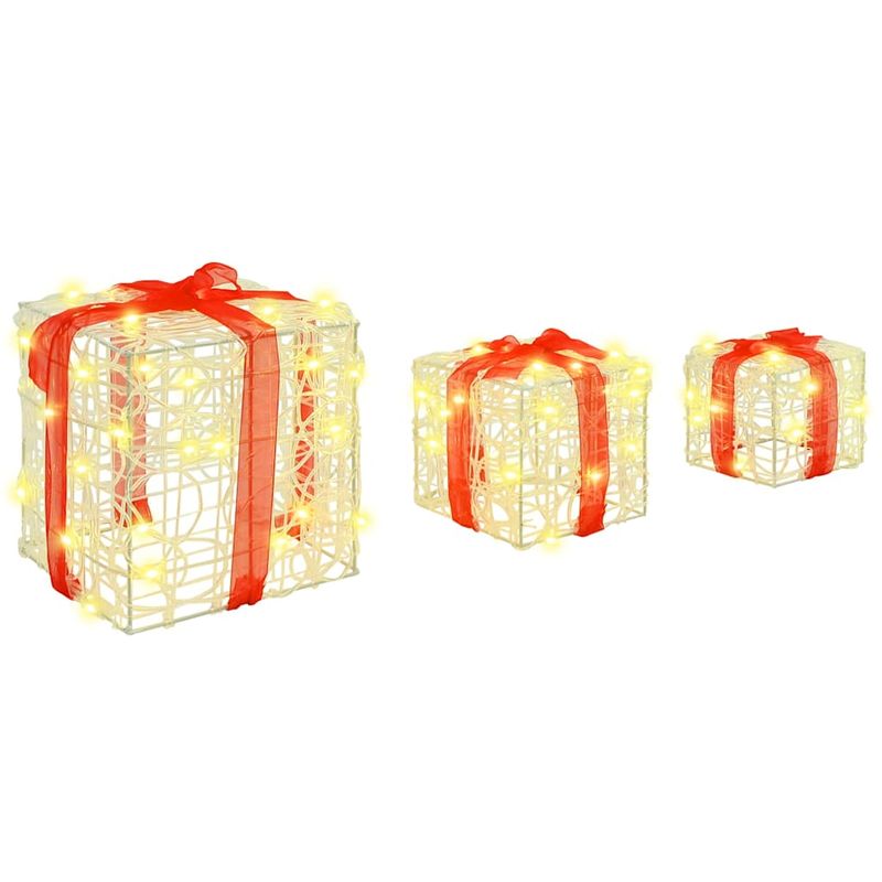 Casa si Gradina - Decoratiuni - Decoratiuni de sezon - Cutie cadou cu 60 LED 3 pcs Alb cald 20 x 20 x 20 cm Acril - Infinity.ro