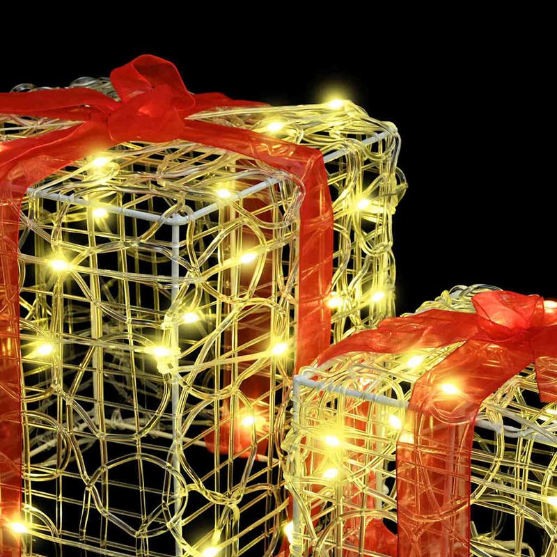 Casa si Gradina - Decoratiuni - Decoratiuni de sezon - Cutie cadou cu 60 LED 3 pcs Alb cald 20 x 20 x 20 cm Acril - Infinity.ro