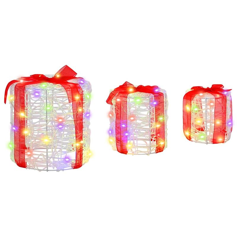 Casa si Gradina - Decoratiuni - Decoratiuni de sezon - Decoratie cutie de cadou 3 pcs colorat 20 x 20 x 21 cm Acril - Infinity.ro