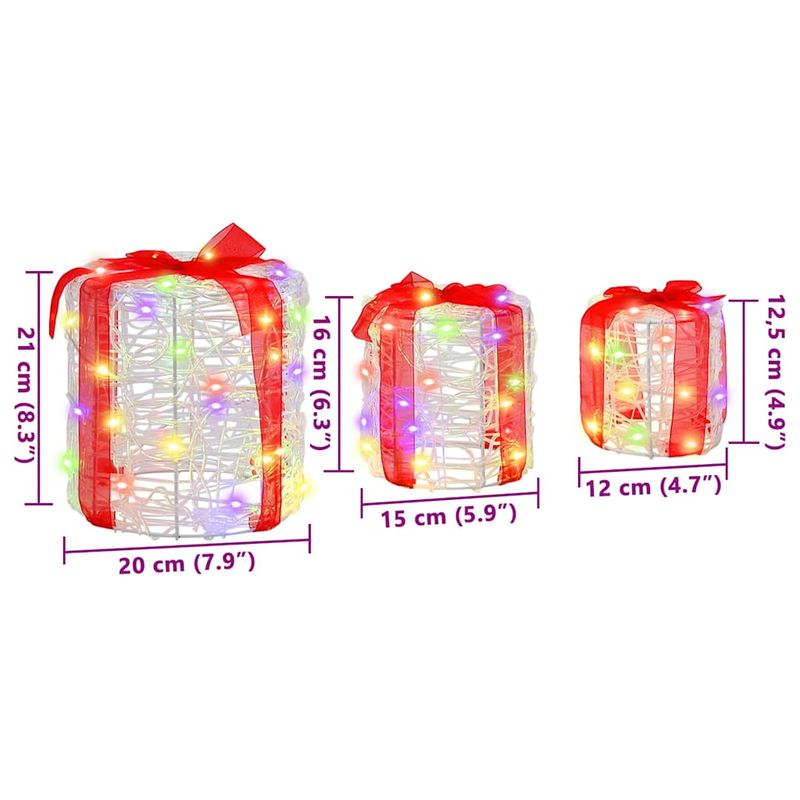 Casa si Gradina - Decoratiuni - Decoratiuni de sezon - Decoratie cutie de cadou 3 pcs colorat 20 x 20 x 21 cm Acril - Infinity.ro