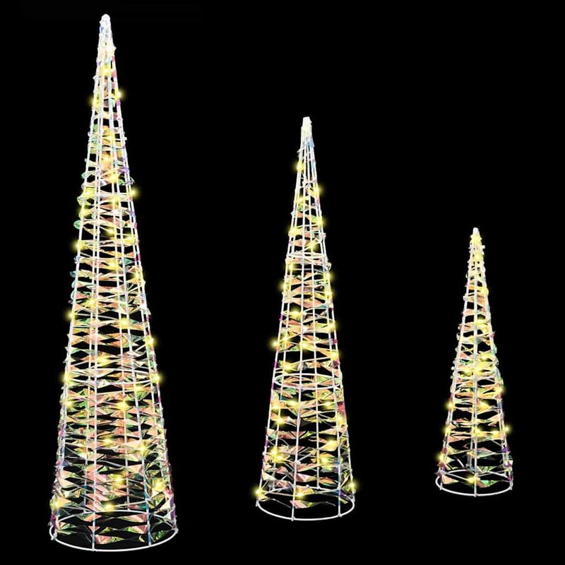 Casa si Gradina - Decoratiuni - Decoratiuni de sezon - Brad de Craciun cu 90 LED 3 pcs Alb cald 20 x 20 x 80 cm PET - Infinity.ro
