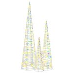 Casa si Gradina - Decoratiuni - Decoratiuni de sezon - Brad de Craciun cu 90 LED 3 pcs Alb cald 20 x 20 x 80 cm PET - Infinity.ro