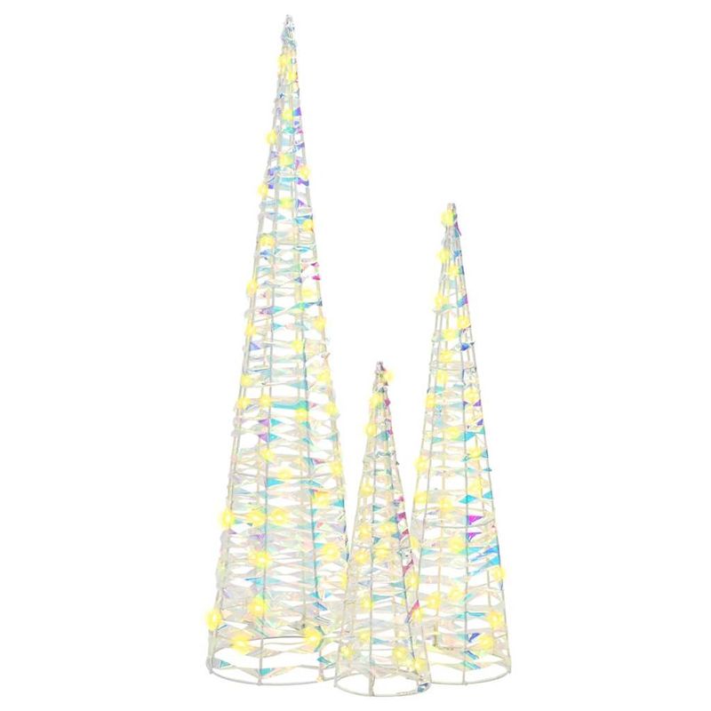 Casa si Gradina - Decoratiuni - Decoratiuni de sezon - Brad de Craciun cu 90 LED 3 pcs Alb cald 20 x 20 x 80 cm PET - Infinity.ro