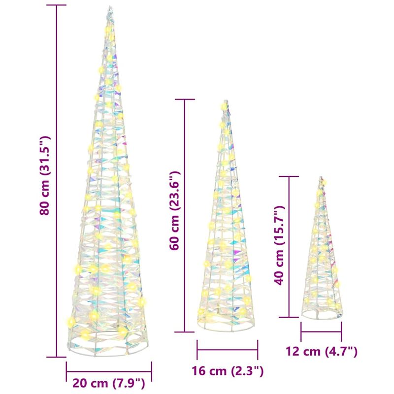 Casa si Gradina - Decoratiuni - Decoratiuni de sezon - Brad de Craciun cu 90 LED 3 pcs Alb cald 20 x 20 x 80 cm PET - Infinity.ro