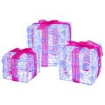 Casa si Gradina - Decoratiuni - Decoratiuni de sezon - Cutie cadou cu 60 LED 3 pcs albastru 20 x 20 x 20 cm Acril - Infinity.ro