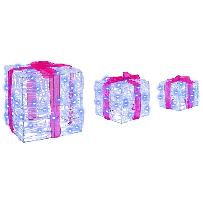 Casa si Gradina - Decoratiuni - Decoratiuni de sezon - Cutie cadou cu 60 LED 3 pcs albastru 20 x 20 x 20 cm Acril - Infinity.ro