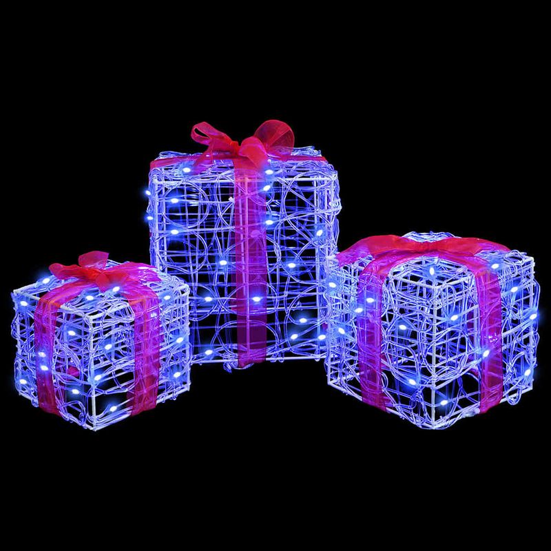 Casa si Gradina - Decoratiuni - Decoratiuni de sezon - Cutie cadou cu 60 LED 3 pcs albastru 20 x 20 x 20 cm Acril - Infinity.ro