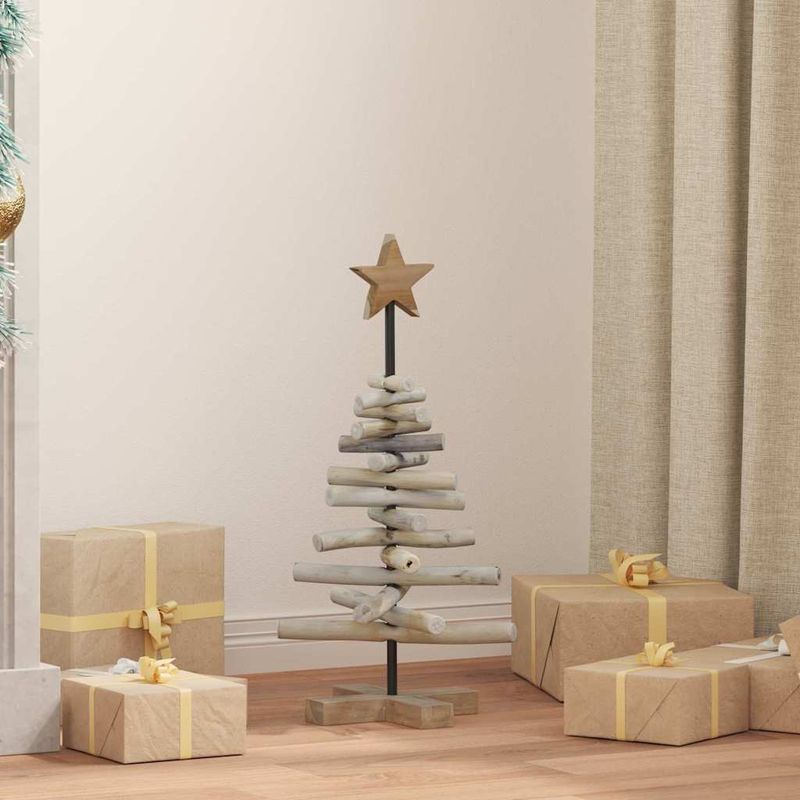 Casa si Gradina - Decoratiuni - Decoratiuni de sezon - Brad de Craciun cu suport Maro 60 cm Lemn masiv de tec - Infinity.ro