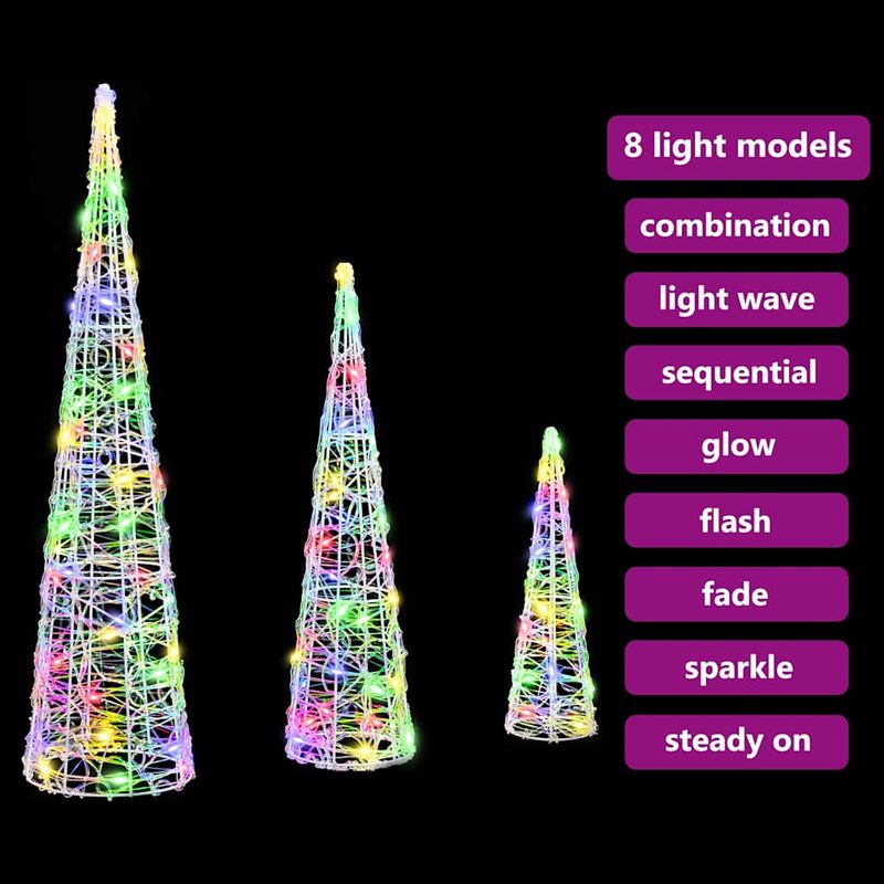 Casa si Gradina - Decoratiuni - Decoratiuni de sezon - Brad de Craciun 3 pcs Multicolour 20 x 20 x 80 cm Acril - Infinity.ro