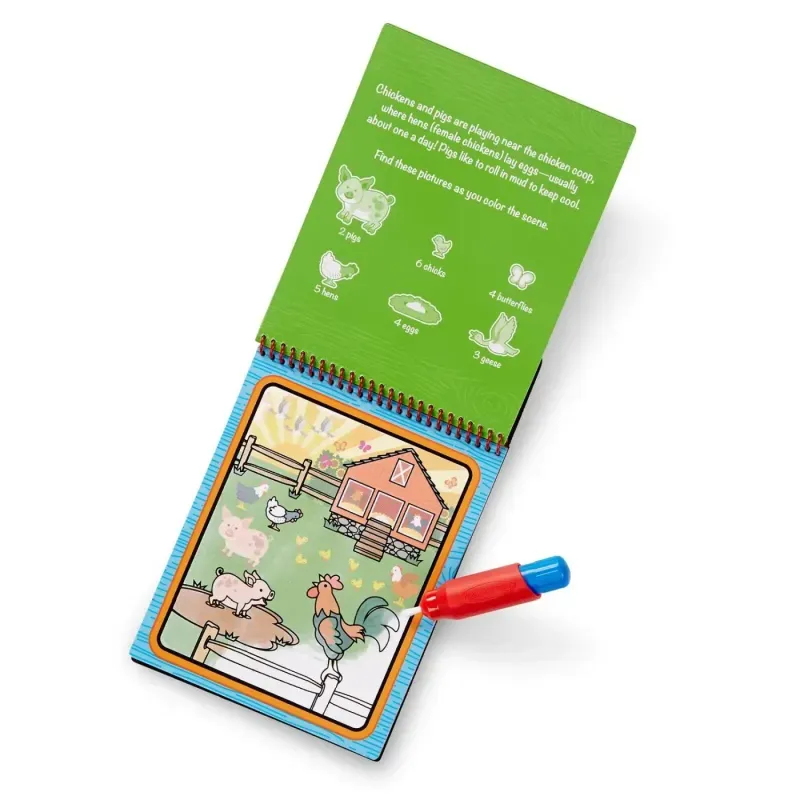 Jucarii, Copii si Bebe - Jucarii si jocuri - Jucarii & jocuri educative - Jocuri si jucarii educative - Melissa And Doug Carte De Colorat Ferma Reutilizabila Cu Apa Water Wow - Infinity.ro