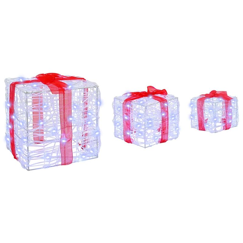 Casa si Gradina - Decoratiuni - Decoratiuni de sezon - Cutie cadou cu 60 LED 3 pcs Alb rece 20 x 20 x 20 cm Acril - Infinity.ro
