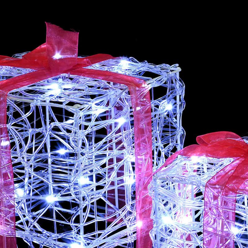 Casa si Gradina - Decoratiuni - Decoratiuni de sezon - Cutie cadou cu 60 LED 3 pcs Alb rece 20 x 20 x 20 cm Acril - Infinity.ro