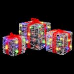 Casa si Gradina - Decoratiuni - Decoratiuni de sezon - Cutie cadou cu 60 LED 3 pcs Multicolour 20 x 20 x 20 cm Acril - Infinity.ro