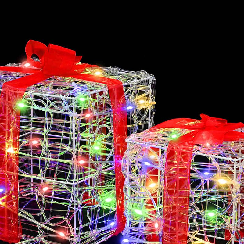 Casa si Gradina - Decoratiuni - Decoratiuni de sezon - Cutie cadou cu 60 LED 3 pcs Multicolour 20 x 20 x 20 cm Acril - Infinity.ro