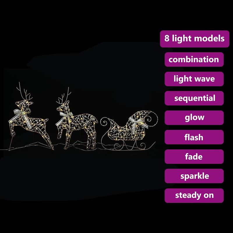 Casa si Gradina - Decoratiuni - Decoratiuni de sezon - Decoratiune cu reni, cu 60 LED 3 pcs Alb cald PET - Infinity.ro