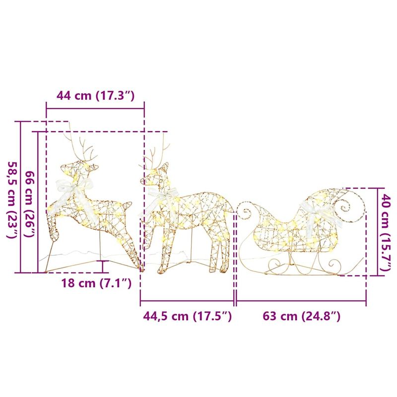 Casa si Gradina - Decoratiuni - Decoratiuni de sezon - Decoratiune cu reni, cu 60 LED 3 pcs Alb cald PET - Infinity.ro