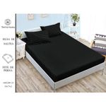 Casa si Gradina - Textile si covoare - Lenjerii de pat - Cearceafuri de pat - Set husa de pat cu elastic si fete de perna, Finet damasc, negru, 140x200cm, 50x75cm, 70% bumbac, 30% poliester - Infinity.ro