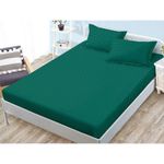 Casa si Gradina - Textile si covoare - Lenjerii de pat - Cearceafuri de pat - Husa de pat si 2 fete de perna, cu elastic, Sonia-Home, Damasc, 2 persoane, Uni, 180x200cm, Verde Tuborg - Infinity.ro