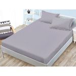 Casa si Gradina - Textile si covoare - Lenjerii de pat - Cearceafuri de pat - Husa de pat si 2 fete de perna, cu elastic, Sonia-Home, Damasc, 2 persoane, Uni, 180x200cm, Gri Cenusiu - Infinity.ro