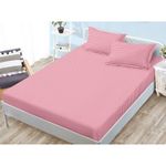 Casa si Gradina - Textile si covoare - Lenjerii de pat - Cearceafuri de pat - Husa de pat si 2 fete de perna, cu elastic, Sonia-Home, Damasc, 2 persoane, Uni, 180x200cm, Roz - Infinity.ro