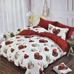 Casa si Gradina - Textile si covoare - Lenjerii de pat - Seturi de lenjerie - Lenjerie finet gros 6 piese, XXL - Model cu inimi, YoYo, 44, 70% bumbac, 30% poliester - Infinity.ro