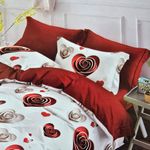 Casa si Gradina - Textile si covoare - Lenjerii de pat - Seturi de lenjerie - Lenjerie finet gros 6 piese, XXL - Model cu inimi, YoYo, 44, 70% bumbac, 30% poliester - Infinity.ro