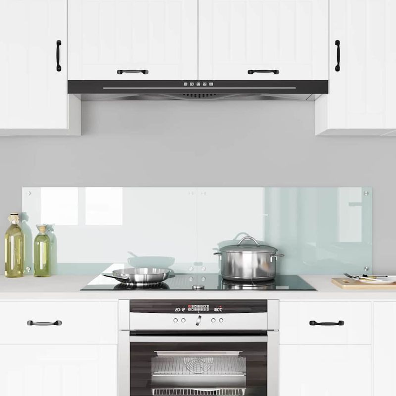 Casa si Gradina - Sanitare - Chiuveta bucatarie si accesorii - Accesorii chiuvete - Panou de bucatarie Alb 80 x 40 x 0.8 cm sticla securizata - Infinity.ro