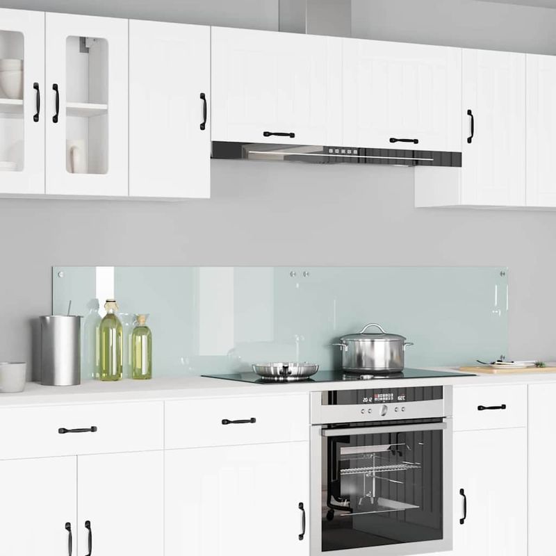 Casa si Gradina - Sanitare - Chiuveta bucatarie si accesorii - Accesorii chiuvete - Panou de bucatarie Alb 100 x 40 x 0.8 cm sticla securizata - Infinity.ro