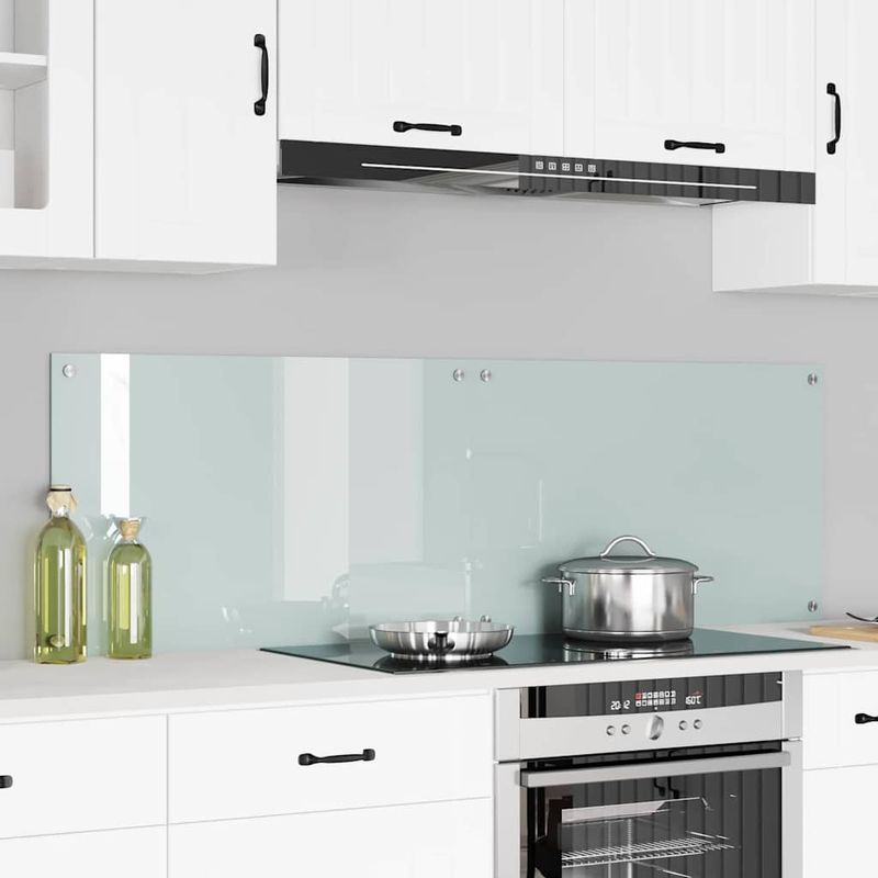 Casa si Gradina - Sanitare - Chiuveta bucatarie si accesorii - Accesorii chiuvete - Panou de bucatarie Alb 80 x 50 x 0.8 cm sticla securizata - Infinity.ro