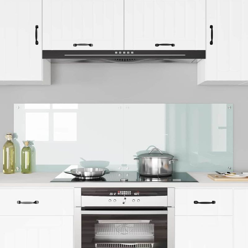 Casa si Gradina - Sanitare - Chiuveta bucatarie si accesorii - Accesorii chiuvete - Panou de bucatarie Alb 80 x 50 x 0.8 cm sticla securizata - Infinity.ro